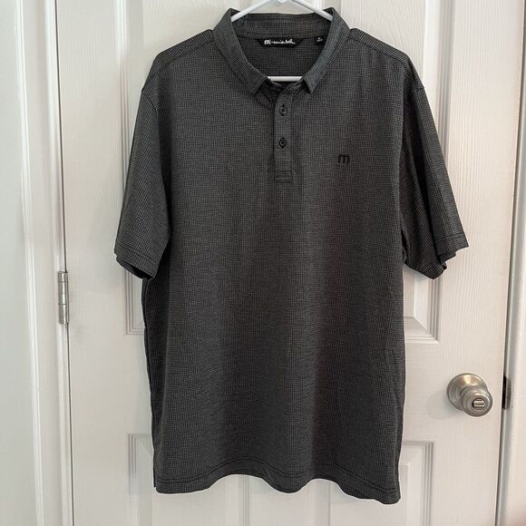 Travis Mathew Polo Shirt Mens XL Golf Check Gingham Print Pattern Fall Nerd - Picture 1 of 7